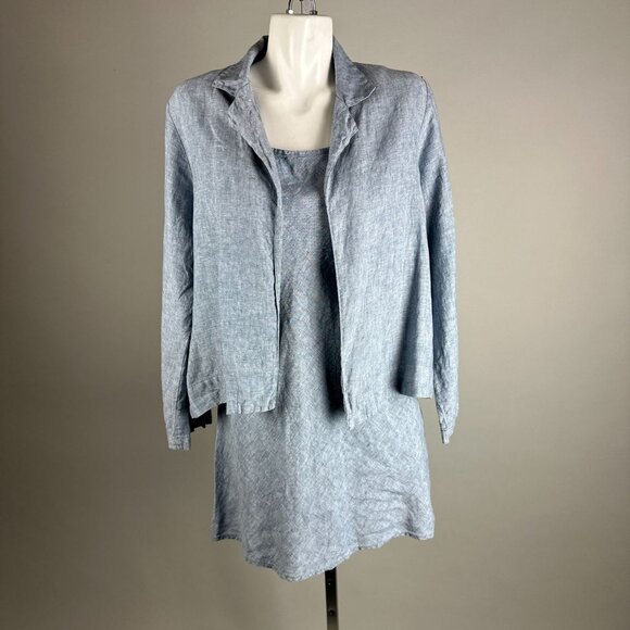 Bryn Walker Denim Chambray Spaghetti Strap Tank Dress Tunic & Jacket Set Small - Picture 8 of 11
